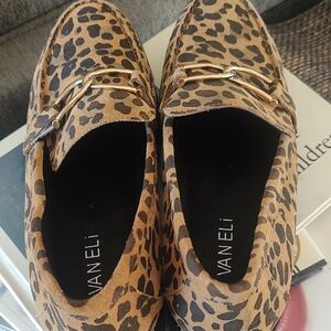 Van Eli Leopard-Print Loafers with Gold Bit Accent